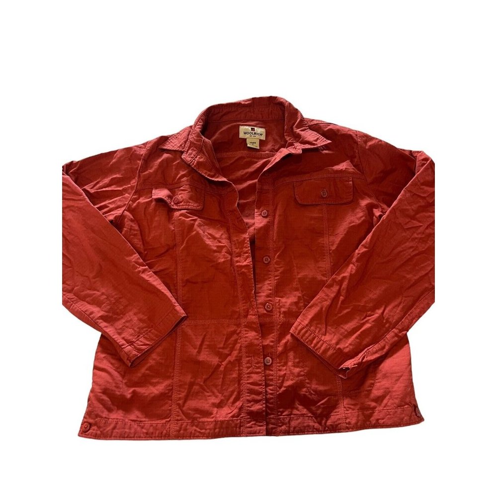Woolrich Women’s Size Medium Button Down Shirt Orange Casual